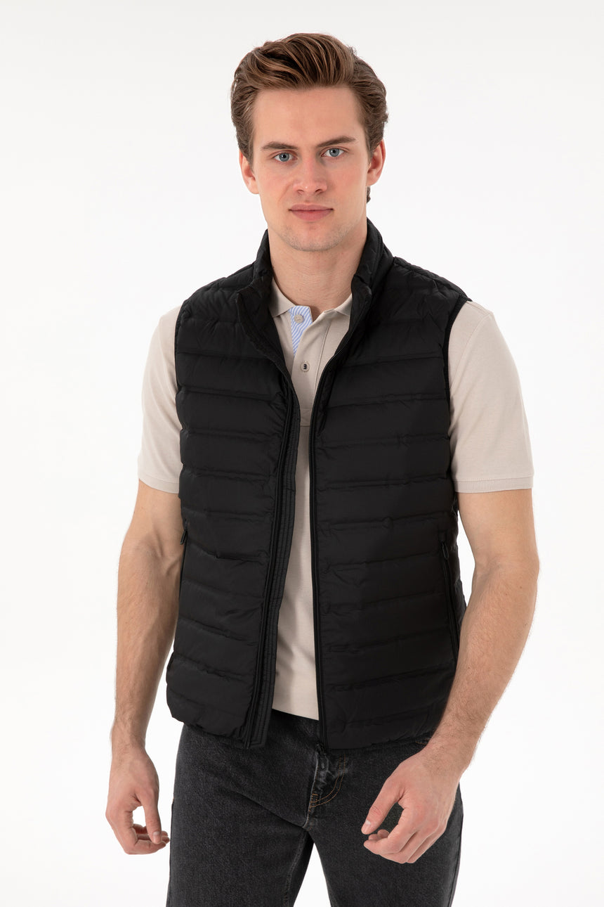 US POLO ASSN ERKEK DOKUMA YELEK 2101038 - Siyah