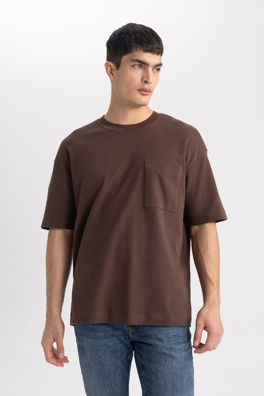 DEFACTO ERKEK T3661AZ T-SHIRT - Kahverengi