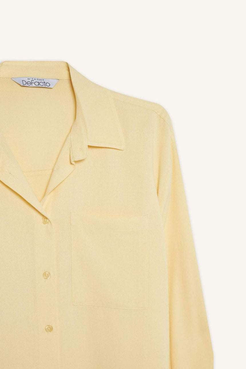 Defacto Kadın Long Sleeve Shirt E2208Ax - Açık Sarı