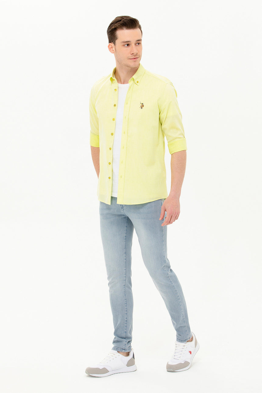 US POLO ASSN ERKEK DOKUMA GÖMLEK 1571045 - Koyu Sarı