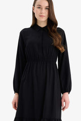 Defacto Kadın Long Sleeve Woven Dress D5851Ax - Siyah