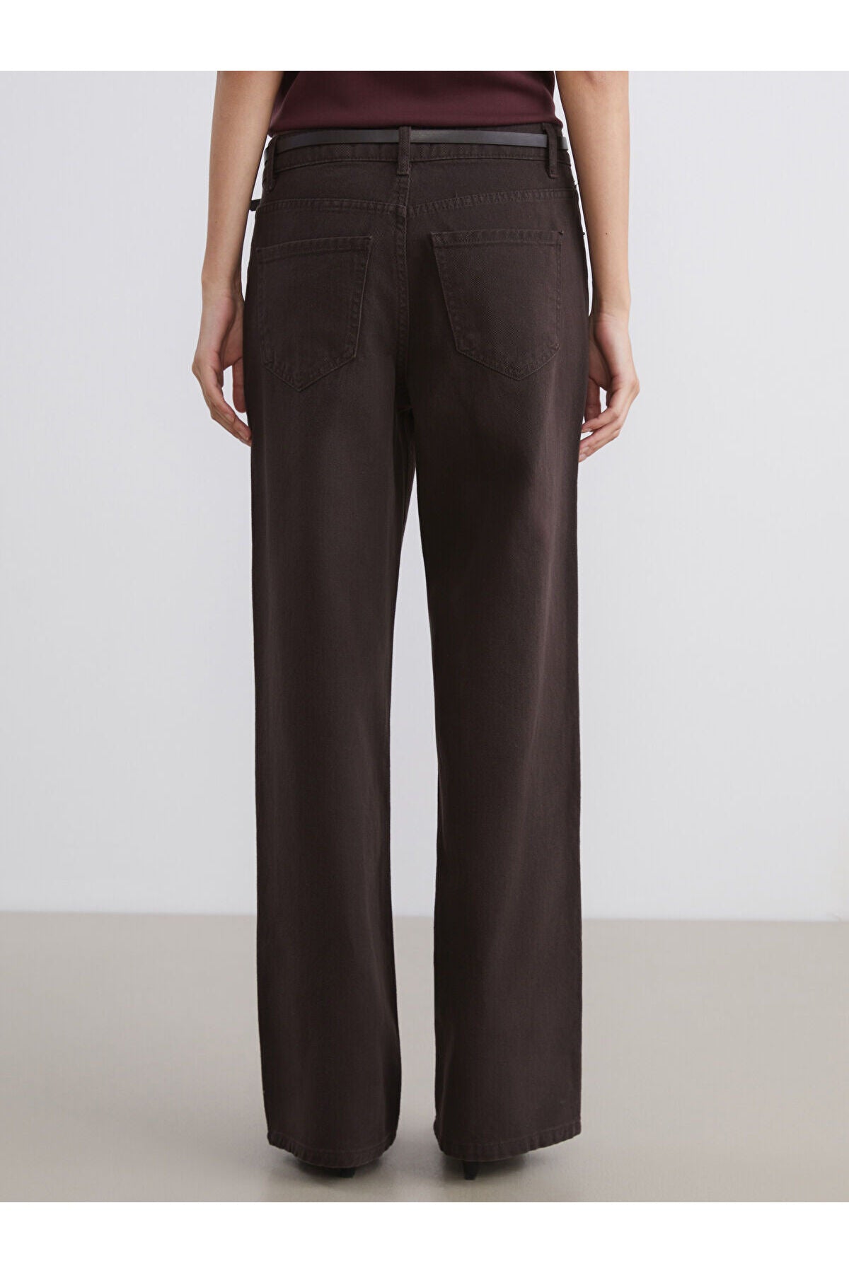 Lcw Kadın Pnt,Wideleg-Brown-Belt-Tkm W5Dg21F8 - Koyu Kahverengi