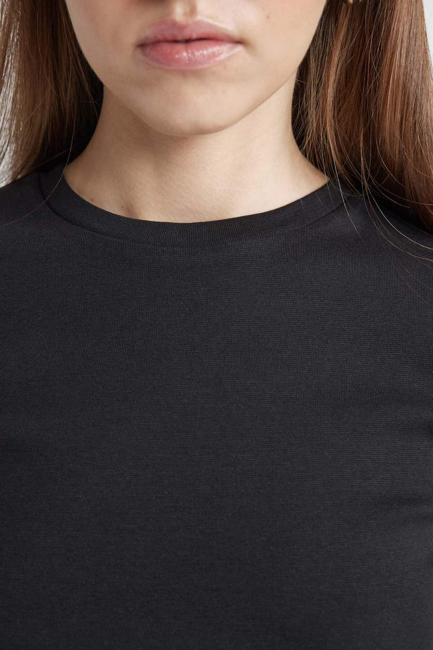 Defacto Kadın Short Sleeve T-Shirt T9631Az - Siyah