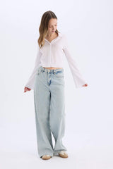 Defacto Kadın Long Sleeve Shirt A0012Ax - Beyaz