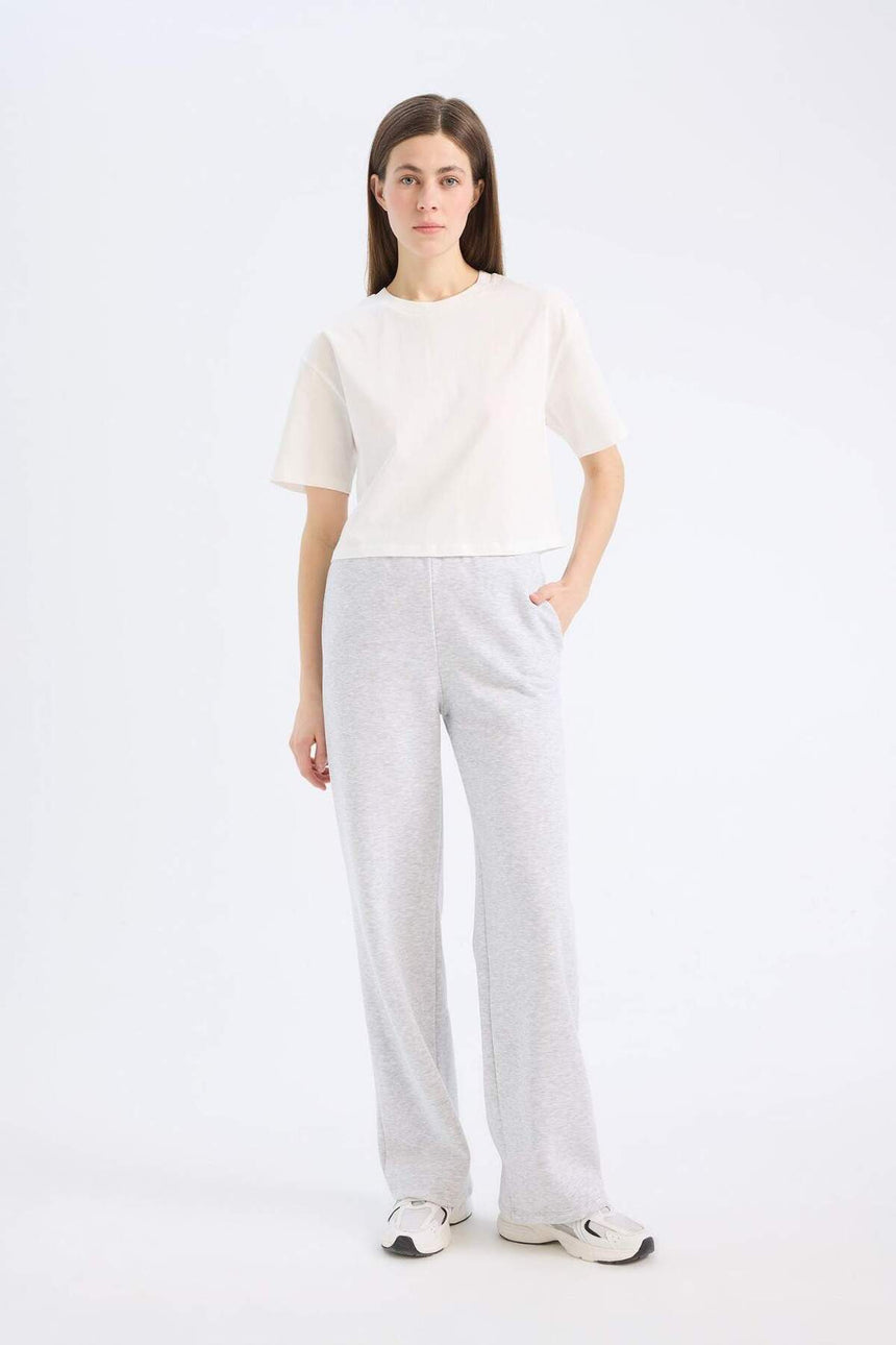 Defacto Kadın Short Sleeve T-Shirt C7459Ax - Ekru