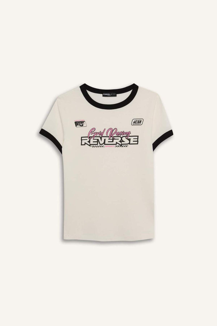 Defacto Kadın Short Sleeve T-Shirt E4378Ax - Kırık Beyaz