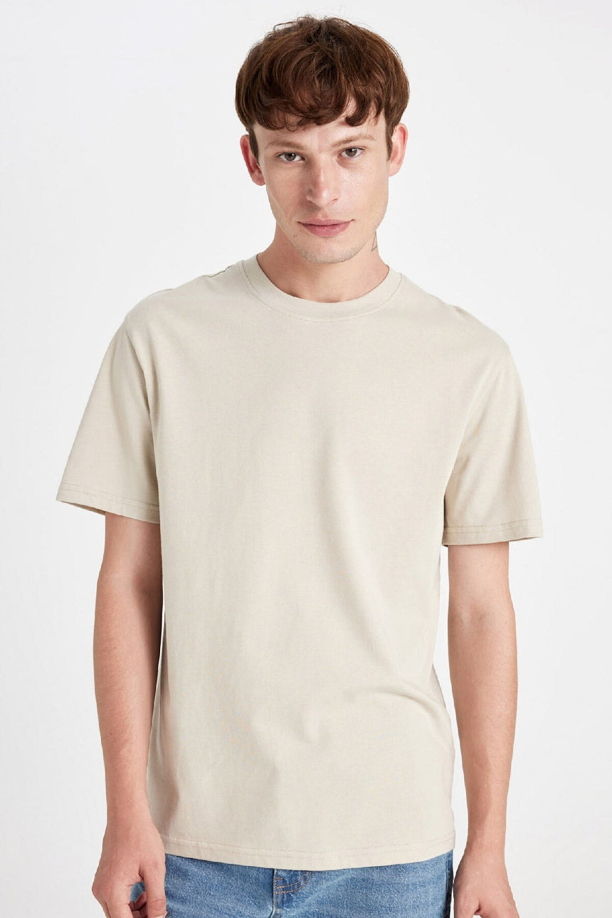Defacto Erkek T-Shirt V7699Az - Kum Beji