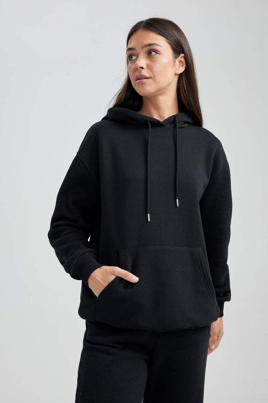 Defacto Kadın Sweat Shirt W8071Az - Siyah