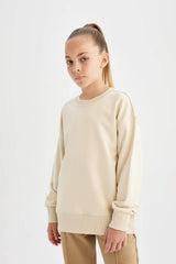 Defacto Çocuk Sweat Shirt A2797A8 - Ekru