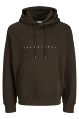 JACK&JONES JJESTAR JJ SWEAT HOOD NOOS 12233972 - Koyu Kahverengi