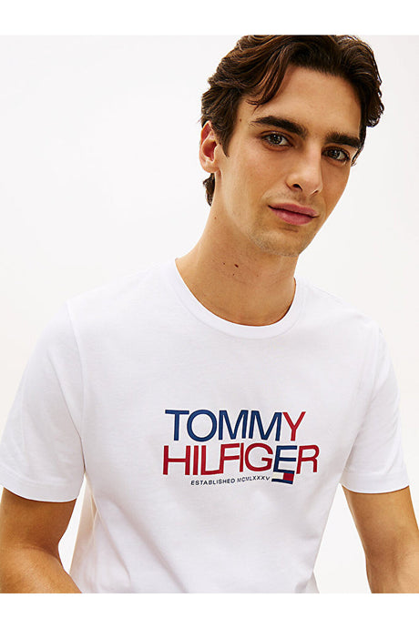 Tommy Hilfiger Erkek BRAND LOVE BIG TEXT TEE MW0MW42369YBR - Beyaz