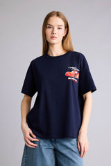 DeFacto H0552AX Kadın T-Shirt - Koyu Lacivert
