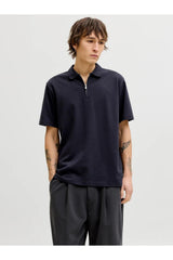 JACK&JONES JPRBLAETHAN SS ZIP POLO SN 12292992 - Koyu Mavi