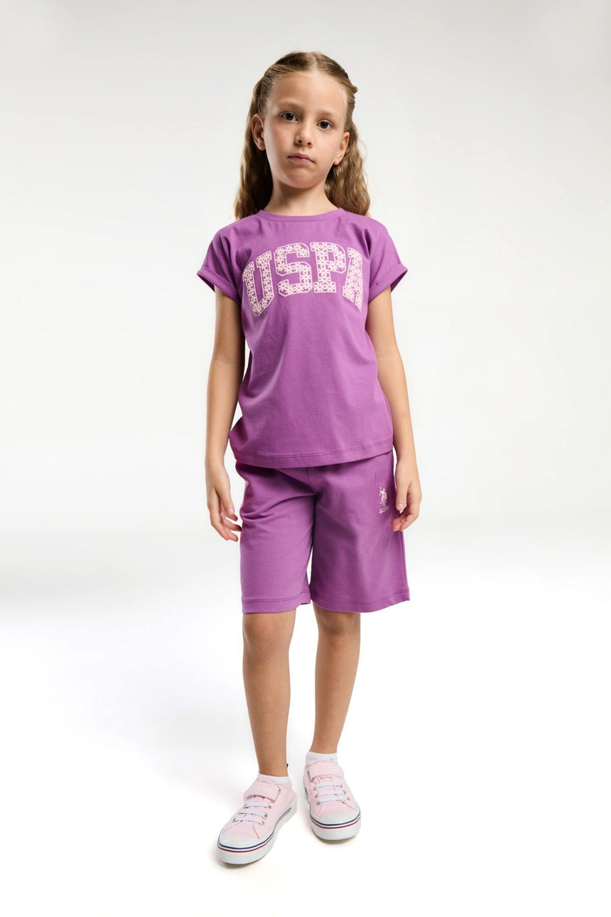 U.S. Polo Assn. Kız Garson Bermuda Takım Us2086-G - Mor
