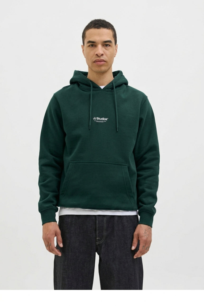 JACK&JONES PLUS JJESOHO SWEAT HOOD NOOS PLS 12279516 - Koyu Yeşil