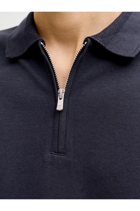 JACK&JONES JPRBLAETHAN SS ZIP POLO SN 12292992 - Koyu Mavi