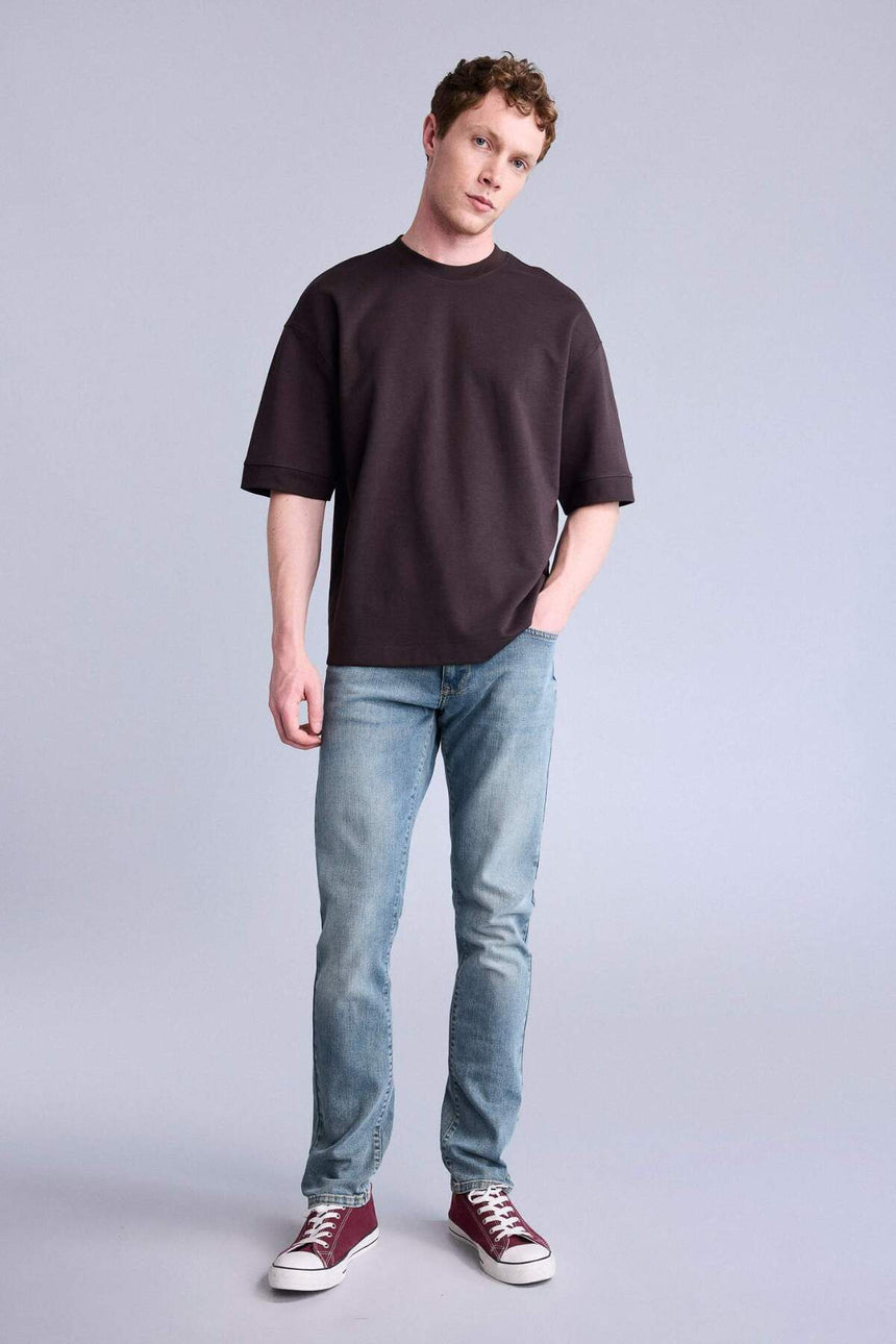 Defacto Erkek T-Shirt B4844Ax - Kahverengi