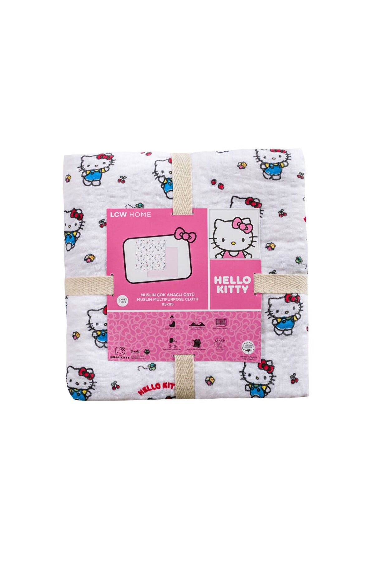 LC Waikiki Home Hello Kitty 2'li Müslin Bebek Örtüsü S60058B1 - Karışık
