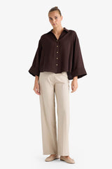 Defacto Kadın Long Sleeve Shirt E9007Ax - Kahverengi