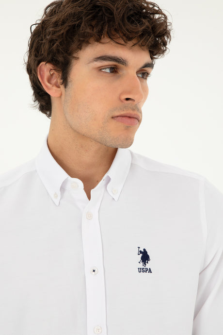 US POLO ASSN ERKEK DOKUMA GÖMLEK 1886621 - Beyaz