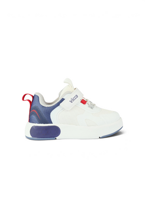 Sporline Vicco beyaz ve lacivert renkli, tekstil malzemeden üretilmiş cırt cırtlı çocuk sneaker ayakkabısı