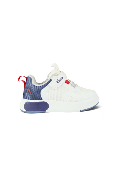 Sporline Vicco beyaz ve lacivert renkli, tekstil malzemeden üretilmiş cırt cırtlı çocuk sneaker ayakkabısı