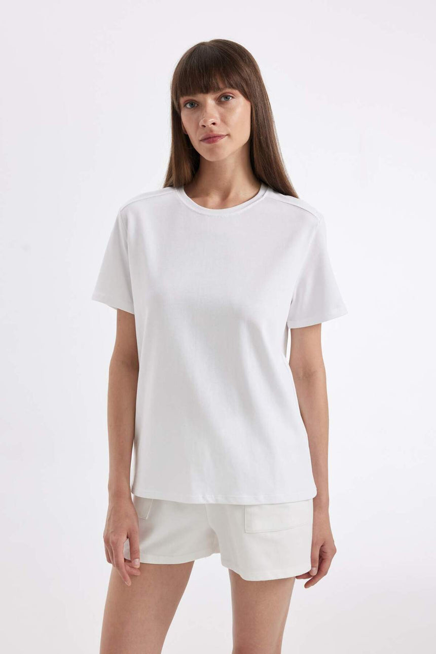 DeFacto A9428AX Kadın T-Shirt - Beyaz