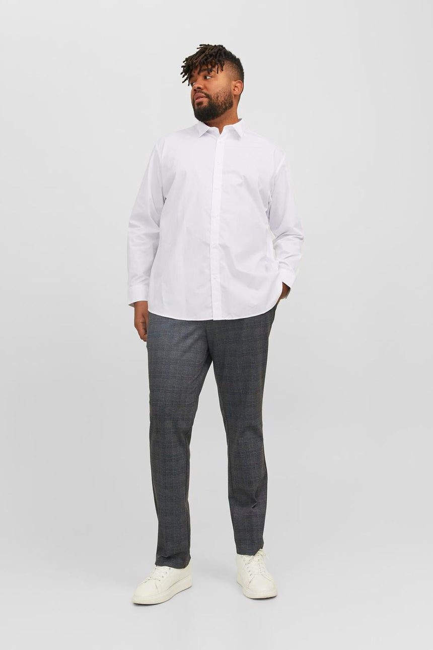 JACK&JONES PLUS JJJOE SHIRT LS PLAIN NOOS PLS 12200623 - Beyaz