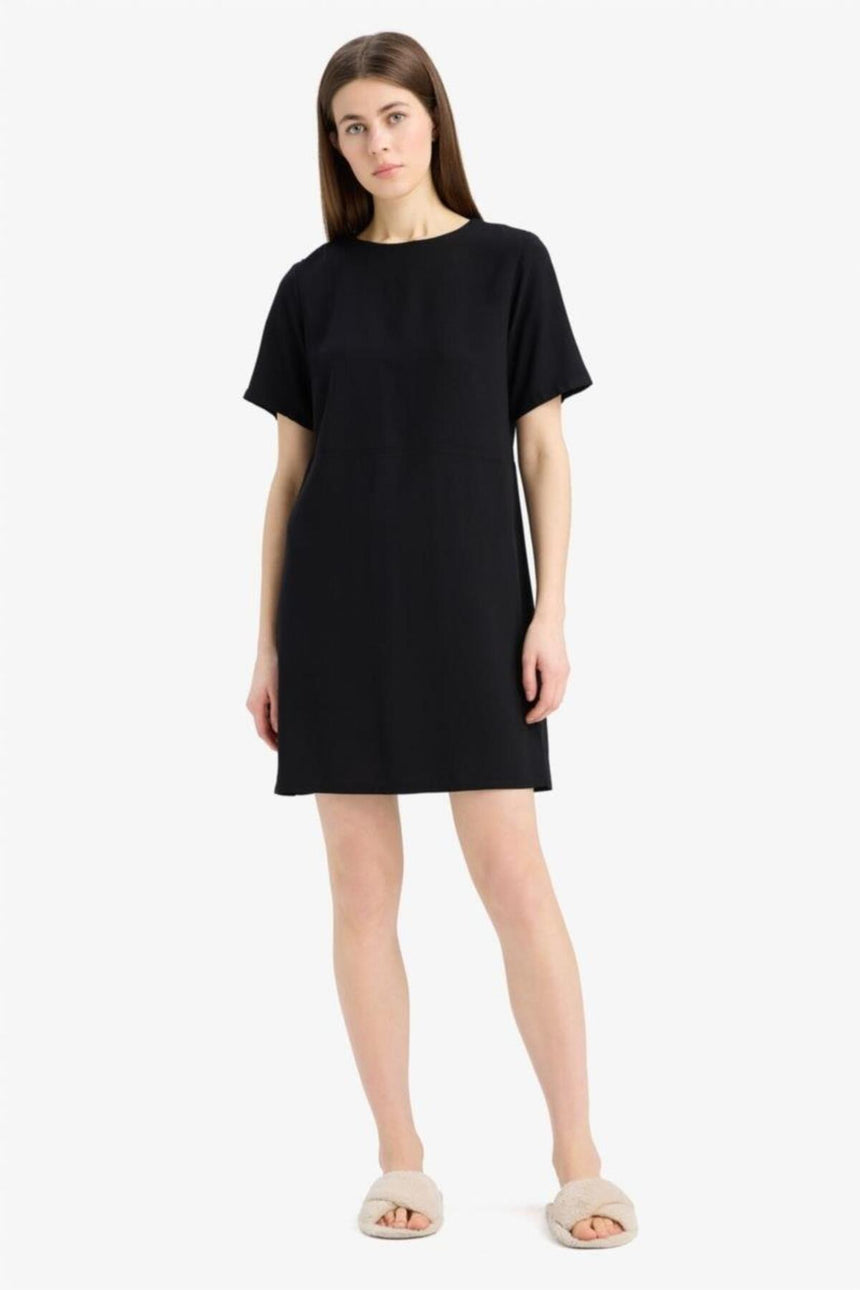 Defacto Kadın Short Sleeve Woven Dress F1835Ax - Siyah