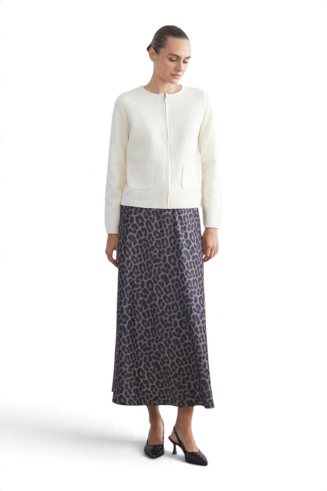 Sporline LC Waikiki kahverengi leopar desenli, loose kesim polyester kadın etek