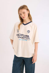 DeFacto E4621AX Kadın T-Shirt - Kırık Beyaz