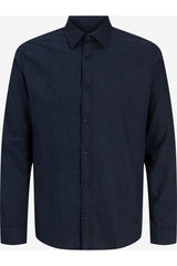 JACK&JONES PLUS JJEFIELD MELANGE SHIRT LS SN PLS 12299869 - Koyu Lacivert