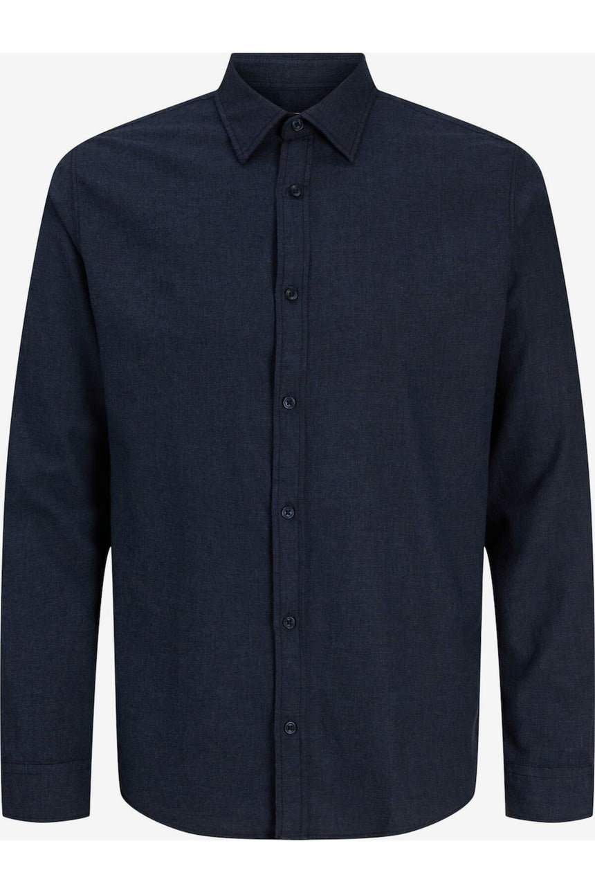 JACK&JONES PLUS JJEFIELD MELANGE SHIRT LS SN PLS 12299869 - Koyu Lacivert