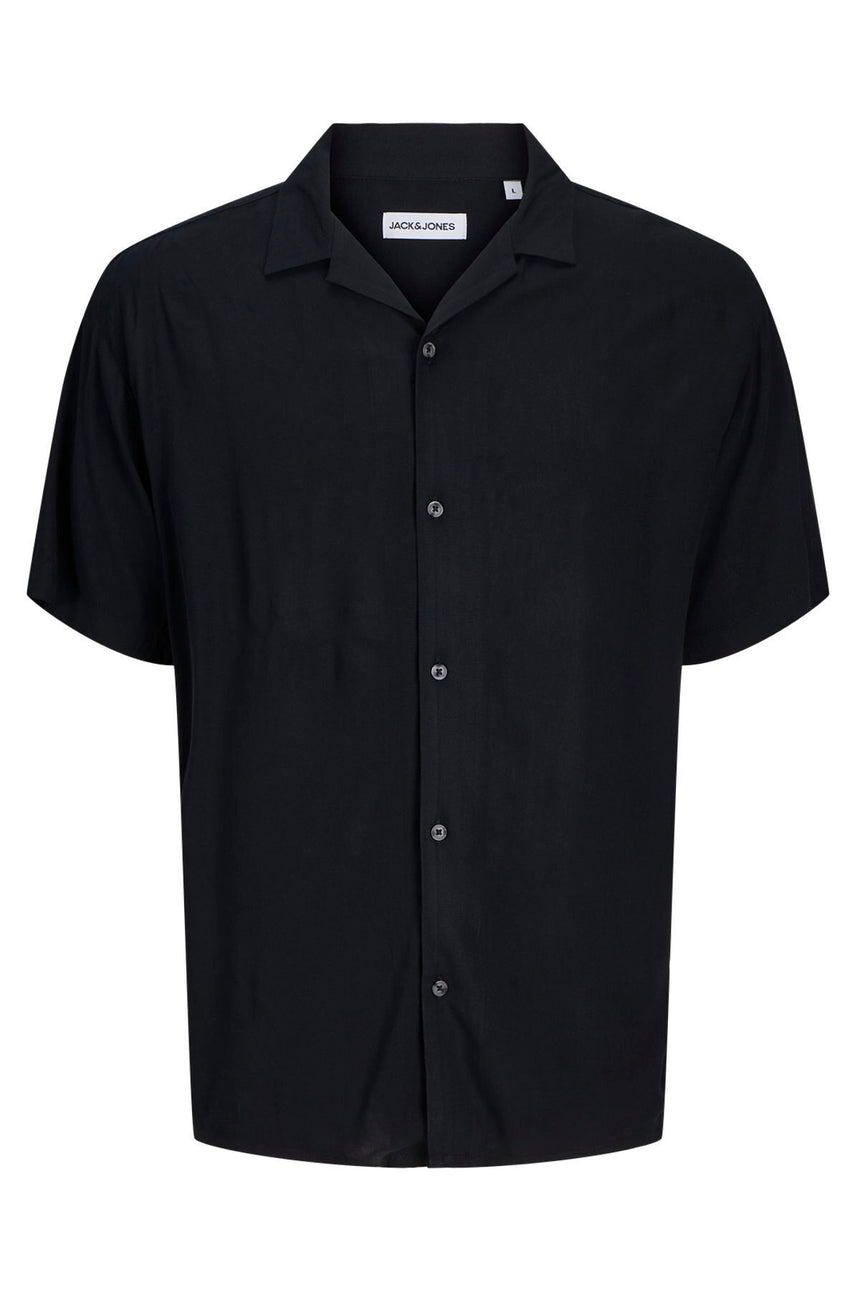 JACK&JONES JJEJEFF SOLID RESORT SHIRT S/S SN PLS 12269094 - Siyah