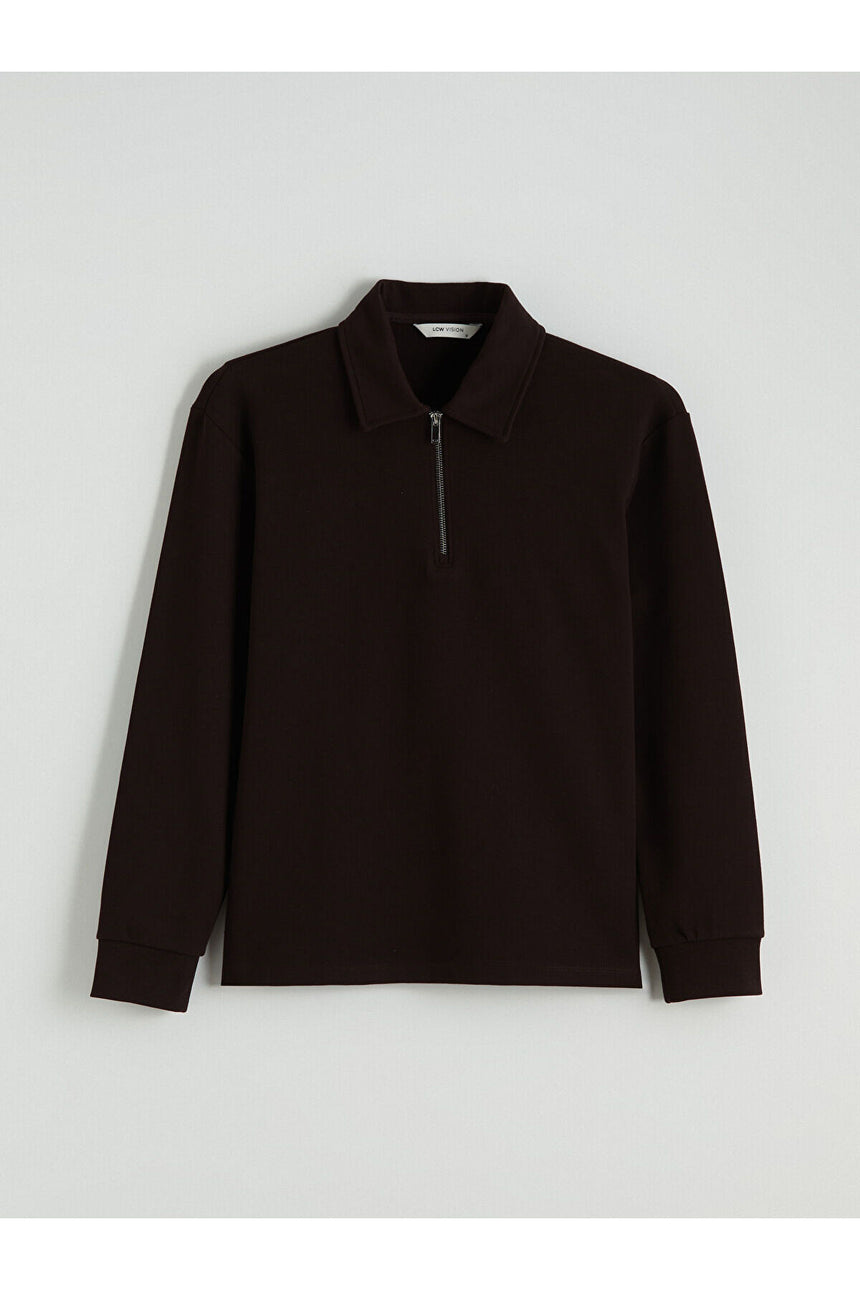 LC Waikiki Erkek Sweatshirt W5ND53E8 - Koyu Kahverengi