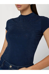 GUESS KADIN SS MOCK NECK ALL OVE W4BI26J1314 - Mavi