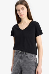 Defacto Kadın Short Sleeve T-Shirt K1507Az - Siyah