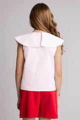 Defacto Çocuk Short Sleeve Blouse H0149A8 - Beyaz