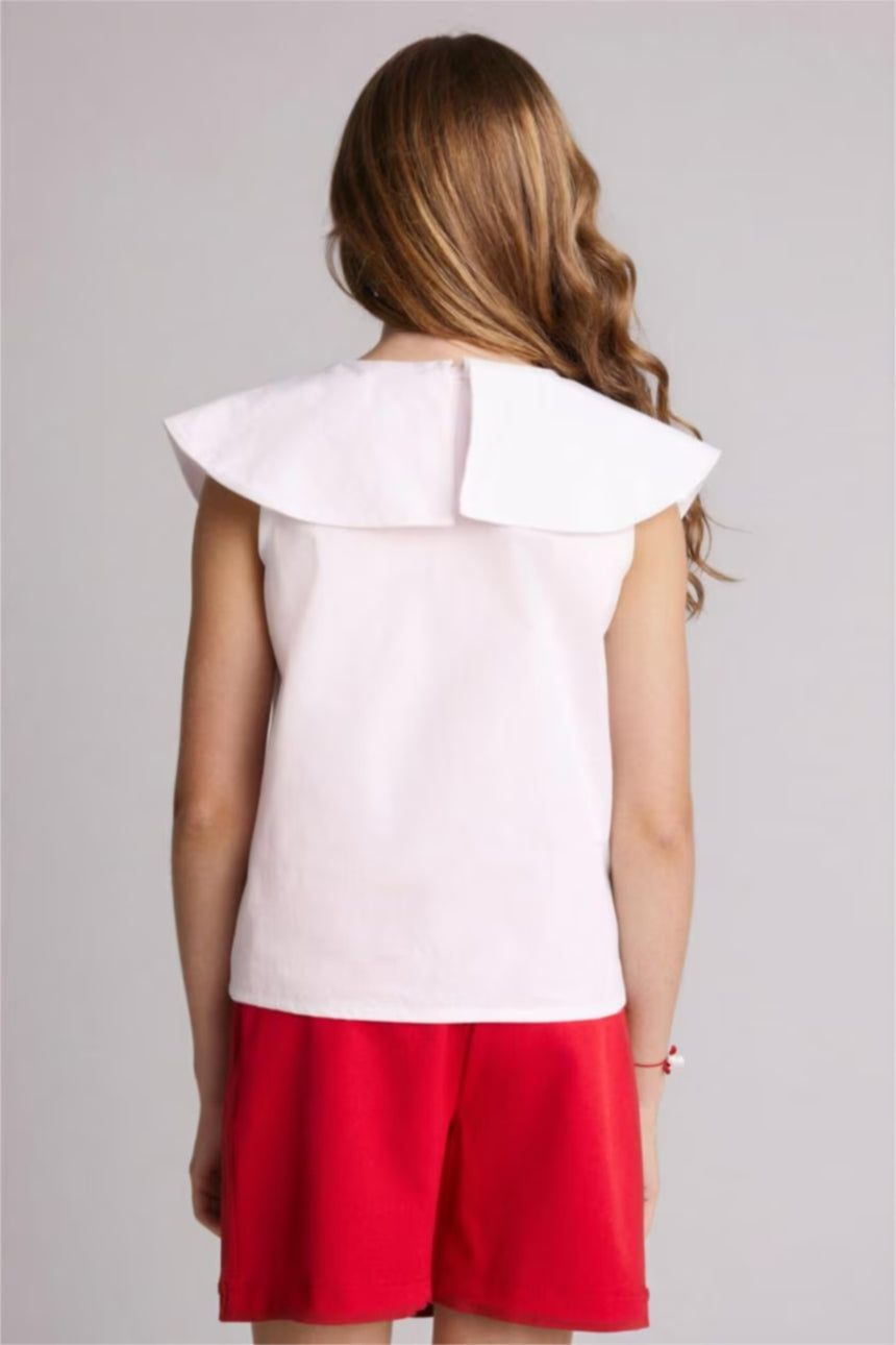 Defacto Çocuk Short Sleeve Blouse H0149A8 - Beyaz