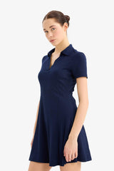 Defacto Kadın Short Sleeve Knitted Dress E5327Ax - Koyu Lacivert