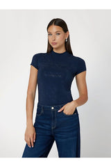 GUESS KADIN SS MOCK NECK ALL OVE W4BI26J1314 - Mavi