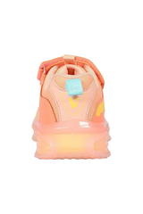 Sporline Vicco pudra pembe çocuk sneaker, arkadan görünüm, tekstil ve PVC detaylı ışıklı taban tasarımı