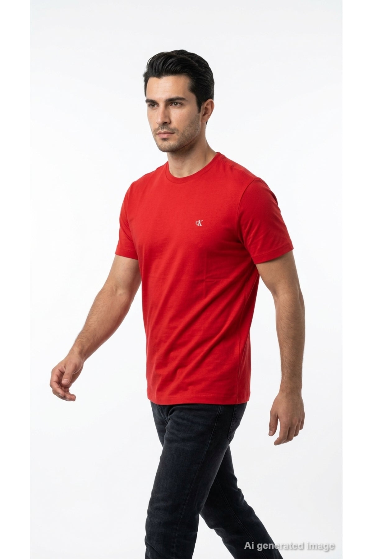 Calvin Klein Classic Monogram Erkek T-Shirt LV04RD254G - Kırmızı