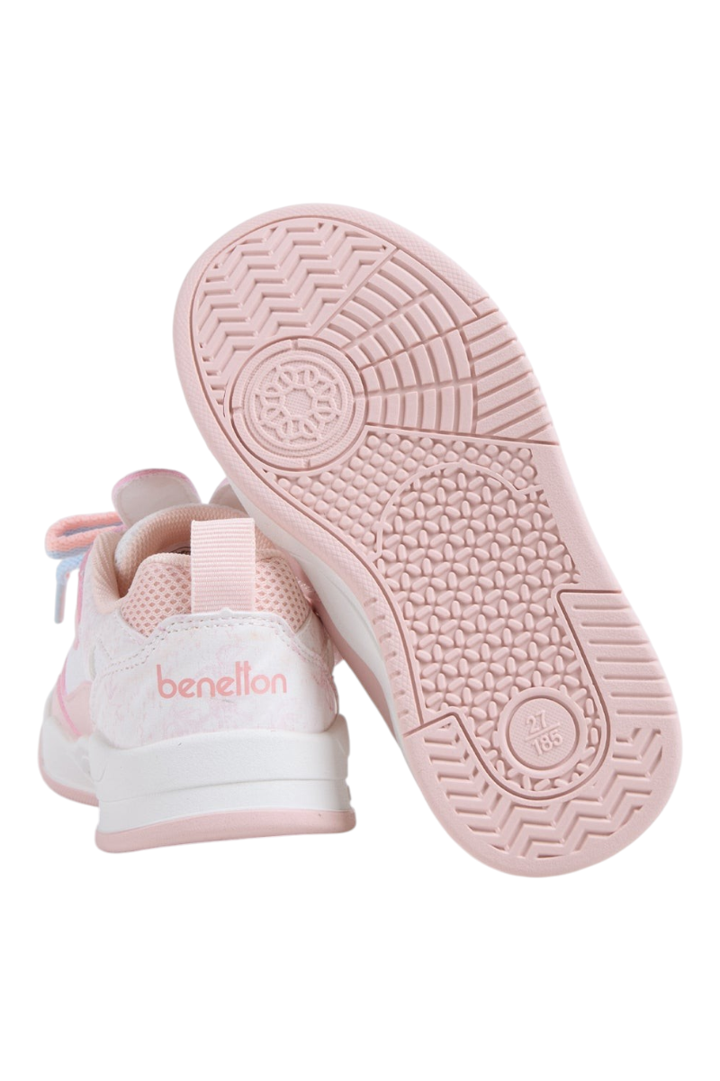 Sporline Benetton pudra pembe deri çocuk sneaker ayakkabısı taban detayı