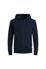 Jack & Jones Plus Basic Erkek Büyük Beden Kapüşonlu Fermuarlı Sweatshirt 12182493 - Koyu Lacivert