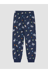 LC Waikiki Çocuk Desenli Pijama Takımı W64082D4 - Koyu Lacivert