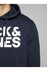 Jack & Jones Corp Logo Erkek Kapüşonlu Sweatshirt 12152840 - Koyu Lacivert