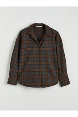 LCW KADIN S6M334B8 UK.GMK,SHIRTY-CHECKED-6S - Koyu Gri
