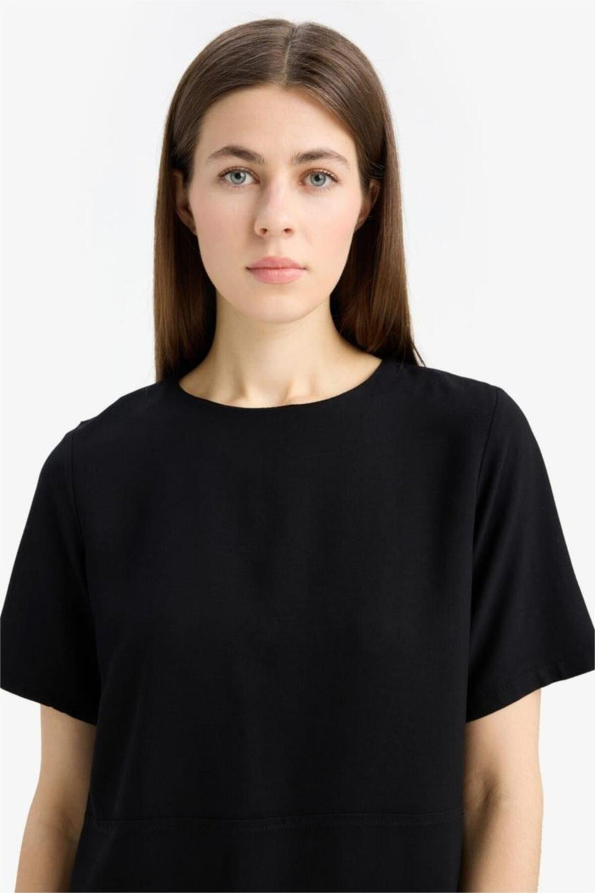 Defacto Kadın Short Sleeve Woven Dress F1835Ax - Siyah