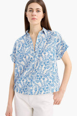 Defacto Kadın Short Sleeve Blouse E7595Ax - Mavi